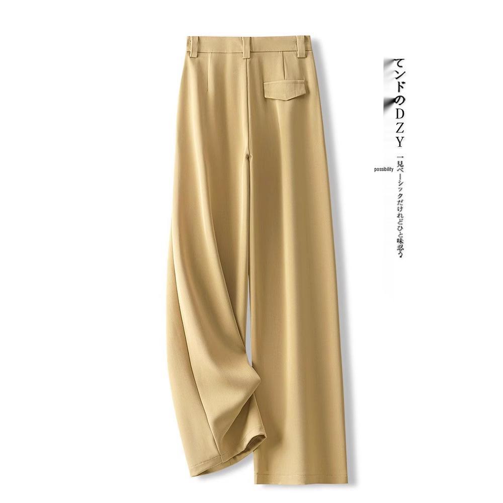 Women's High-End Yellow Wide-Leg Trousers - Spring/Autumn 2025 Style