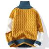 Men's Trendy High Collar Color Block Knit Pullover Sweater for Spring and Autumn