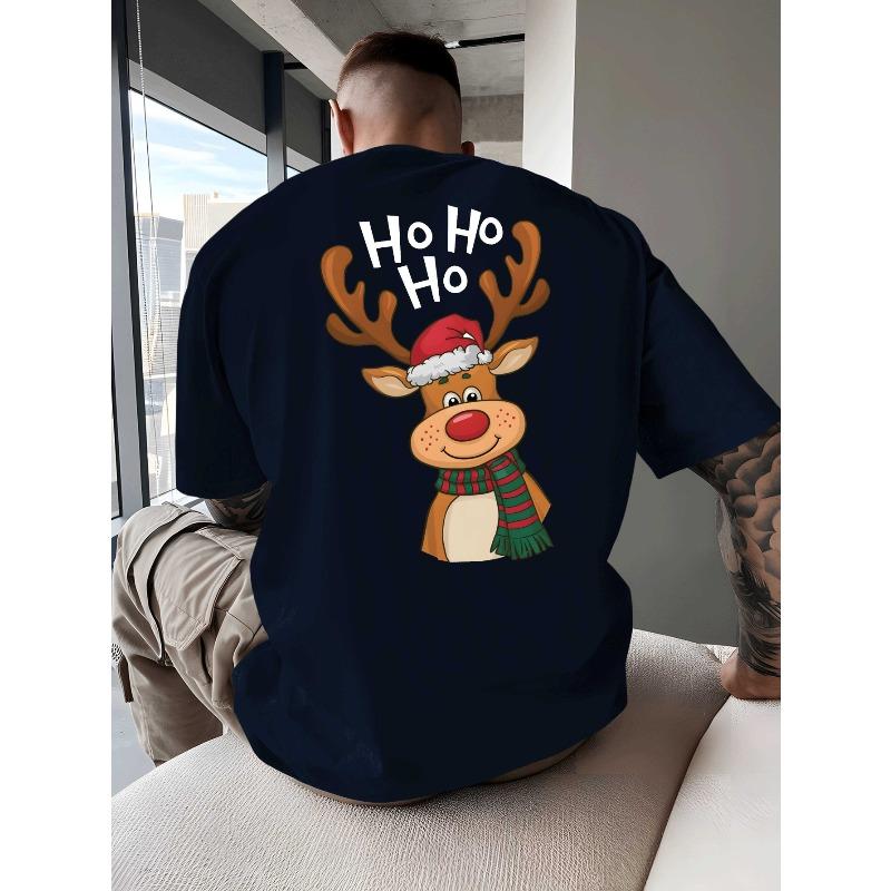 

Hahaha Christmas Deer New Summer Men S Short-Sleeve T-Shirt with Back Print, Stylish And Trendy, Perfect for Spring And Summer with a Round Neck S чёрный