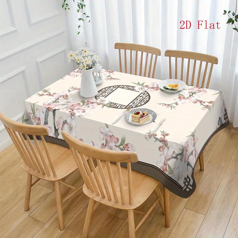 2D Flat 1pc Polyester Tablecloth, Easy Style Tablecloth, Fashionable Lace Tablecloth, Floral And Fresh Tablecloth, Rectangular Colorful Printed Tablec