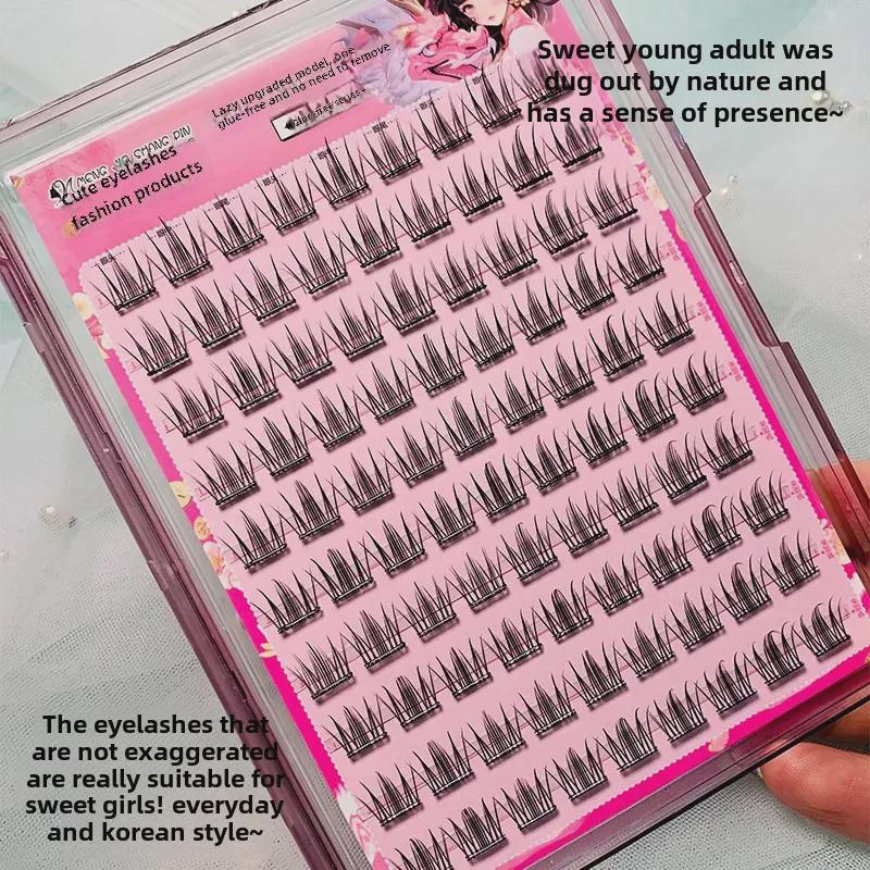 Mengji Shangpin Camellia False Eyelashes: Glue-Free, Self-Adhesive, Large Capacity, Natural-Looking Single Cluster Lashes