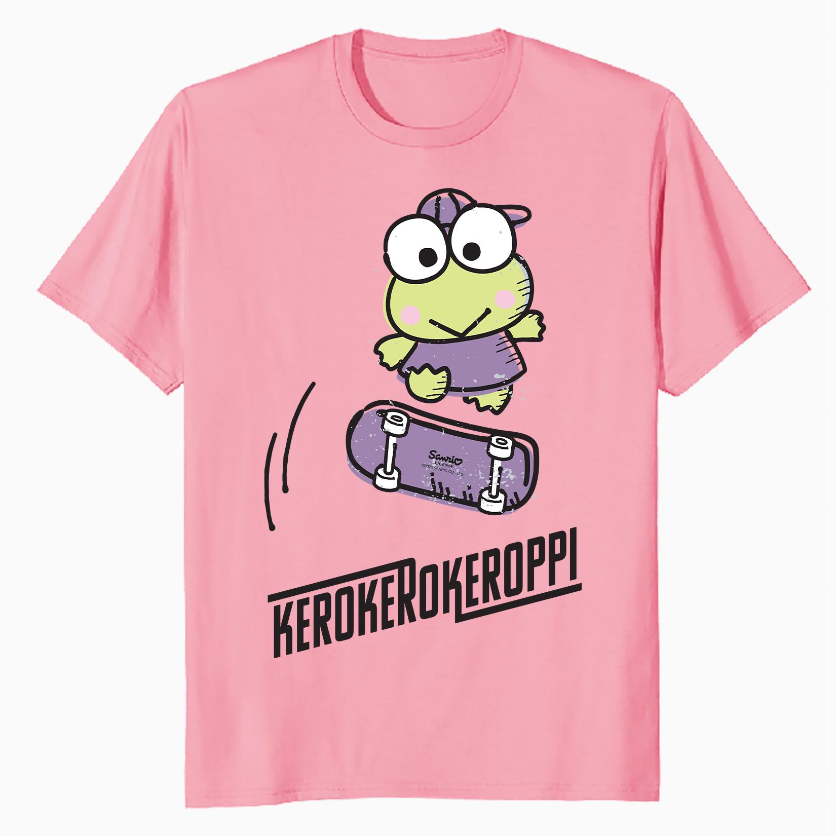 

Hello Kitty Kerokerokeroppi Skateboard TShirt Retro Skate Art Tee Kawaii Cartoon Graphic Unisexs TShirt S