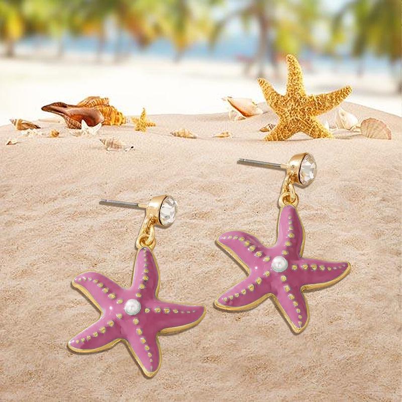 Fashion and Elegance Color Starfish Earrings Earrings Ocean Style Starfish Summer Beach Trend Versatile Vacation Style