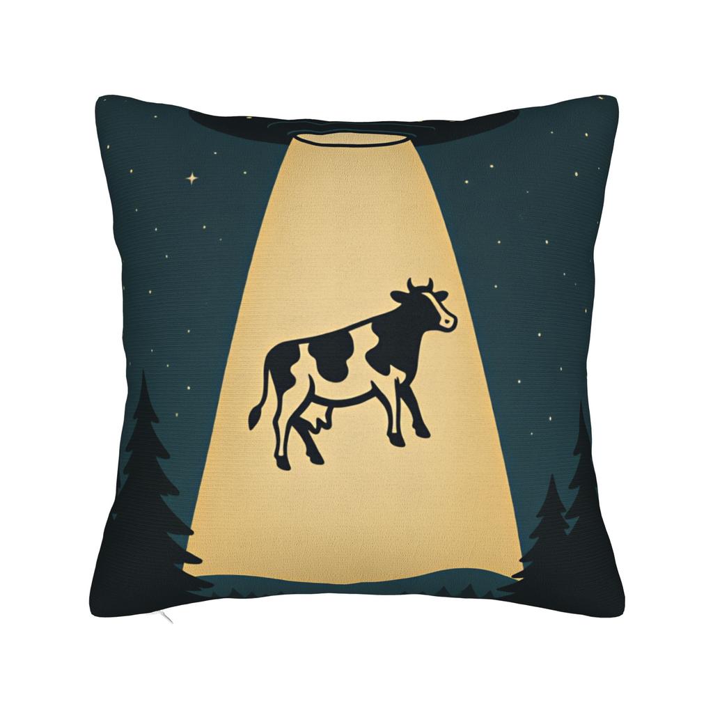 Pillow Case Retro UFO Kidnapped Cow Soft Pillow Cover Retro Trendy Cushion Cover Graphic Pillowcases For Sofa Home Decorative