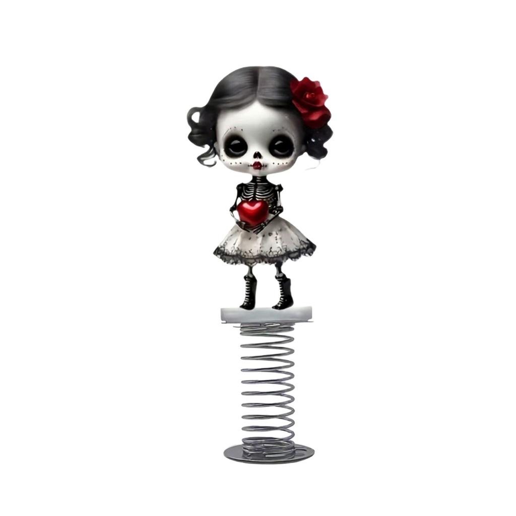 New Halloween Style Witch Skeleton 2D Flat Acrylic Desktop Car Interior Spring Ornament