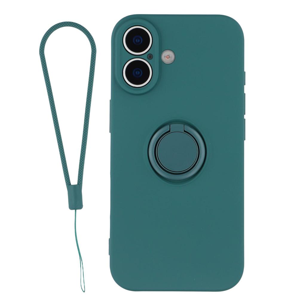 For iPhone 17 Silicone Case with Strap Ring Kickstand Phone Cover