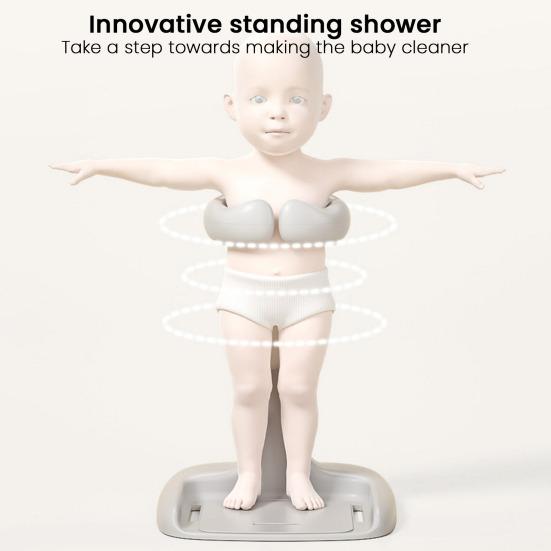 Baby Shower Rack with Anti-Slip Pad Adjustable Height Easy Installation Toddler Shower Support Duck Design Baby Bathtub Stand