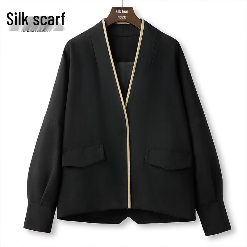 

Sibaisha Women s V-Neck Color Block Loose Cardigan M