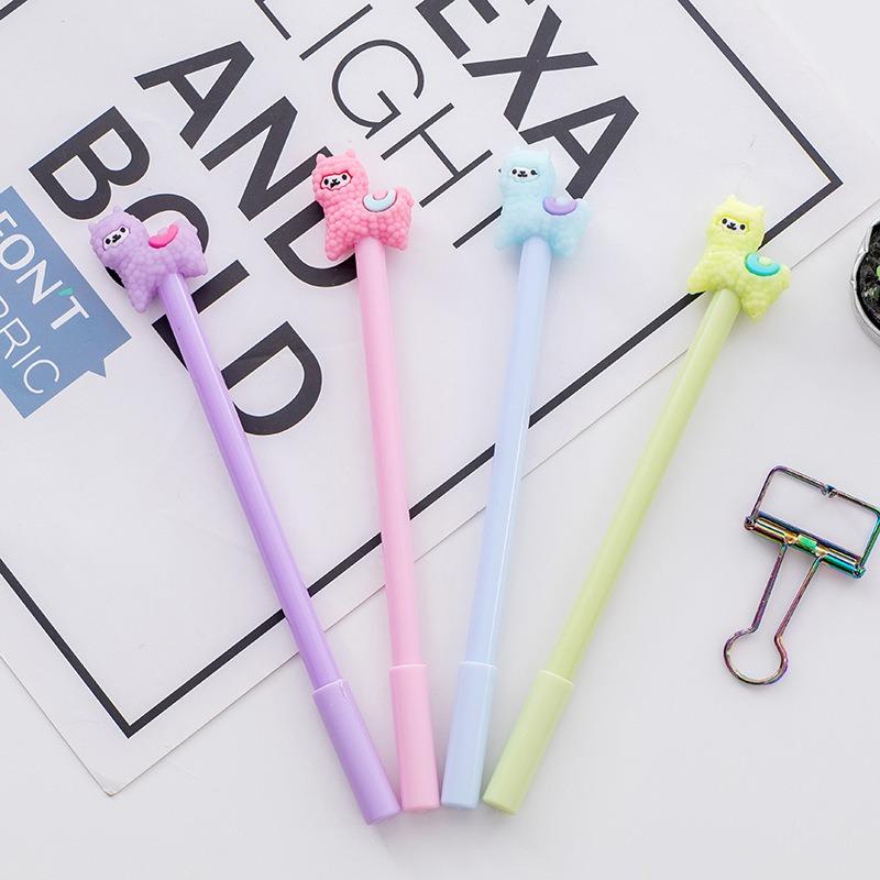 4 Pcs/lot Kawaii Alpaca Cartoon Gel Ink Pens School Office Writing Supplies Gift Stationery Cute Pen Kids Prizes Cute Pens