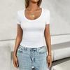 Women's Summer Solid Color Casual Slim Fit Solid Color Pullover Short Sleeve Top