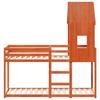 Bunk Bed with Roof Wax Brown 90x200 Cm Solid Pine Wood
