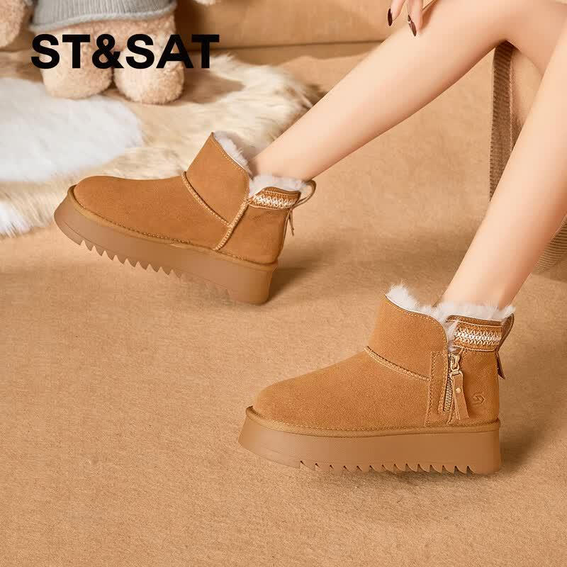 Women s Thick-Soled Faux Fur Lined Snow Boots 35 верблюд