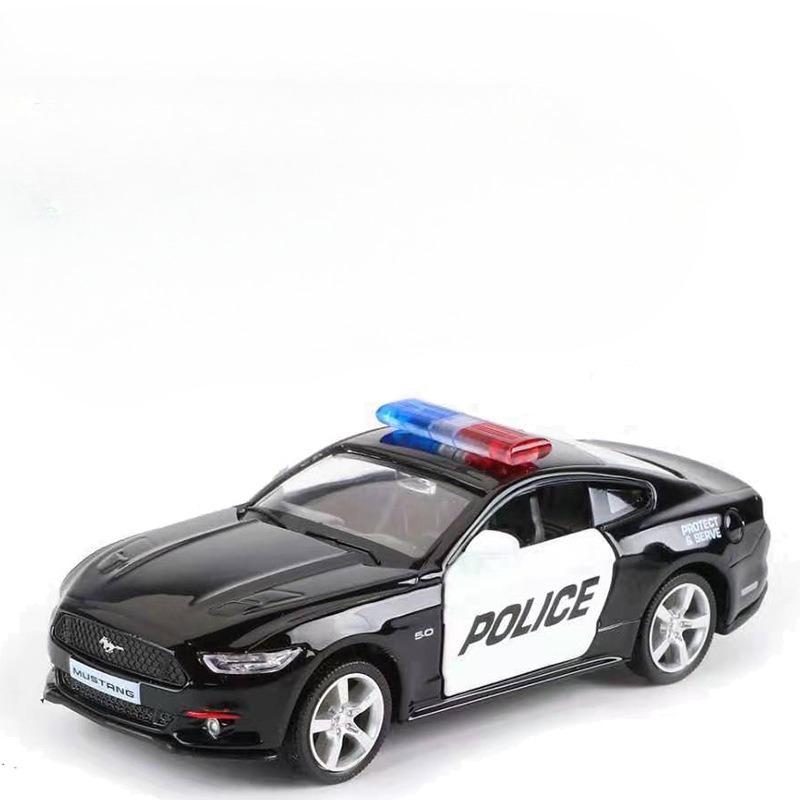 1:36 Mustang Polizeiauto Legierung Sportwagen Modell Diecast Metall Spielzeugmodell Simulationsgeschenke gray