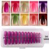 Colored Glitter Nail Art Tips - 240-Piece Set with Various Styles and Multiple Colors, Boxed Fake Fingernail Stickers