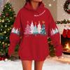 Women's Fashionable Casual Long-Sleeved Christmas Holiday Party Printed Hooded Sweatshirt