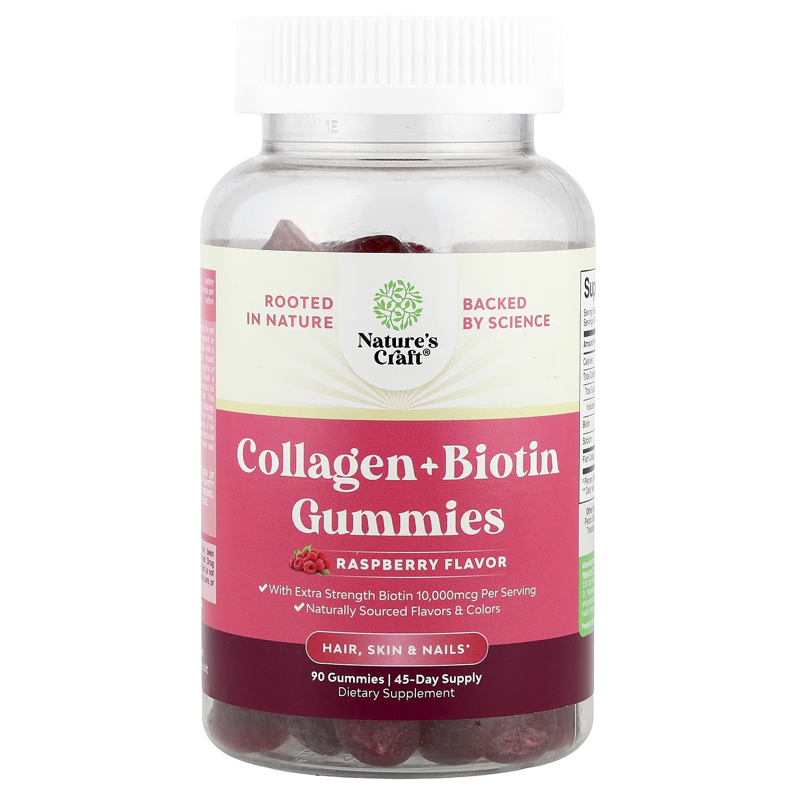 

Nature S Craft, Collagen + Biotin Gummies, Raspberry, 90 Gummies
