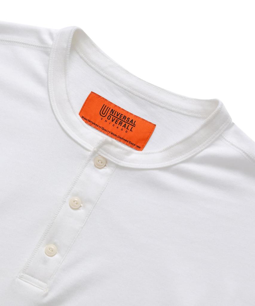Yunibeosyeolobeolol Henley Neck Long Sleeve T-Shirt White