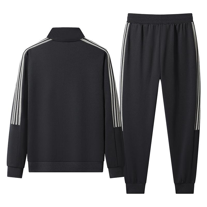 Leisure Sports Suit Men's Three Bar Casual Suit Men's Stand Up Collar Cardigan Sweatshirt Sports Suit Business Leisure Sports Two-piece Set