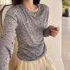 Women's Layered Polka Dot Long Sleeve T-shirt - Spring/Summer 2024 See-through Slimming Design