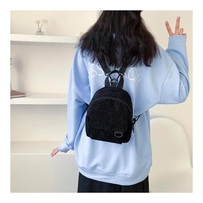 Super Popular Cute Mini Backpack, Corduroy Student Commuting Bag, Multi-Functional Portable Makeup Bag