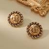 Medieval Vintage Western Vintage Plain Gold Warm Gold And Silver Needle Figurines Carved Personalized Stud Earrings