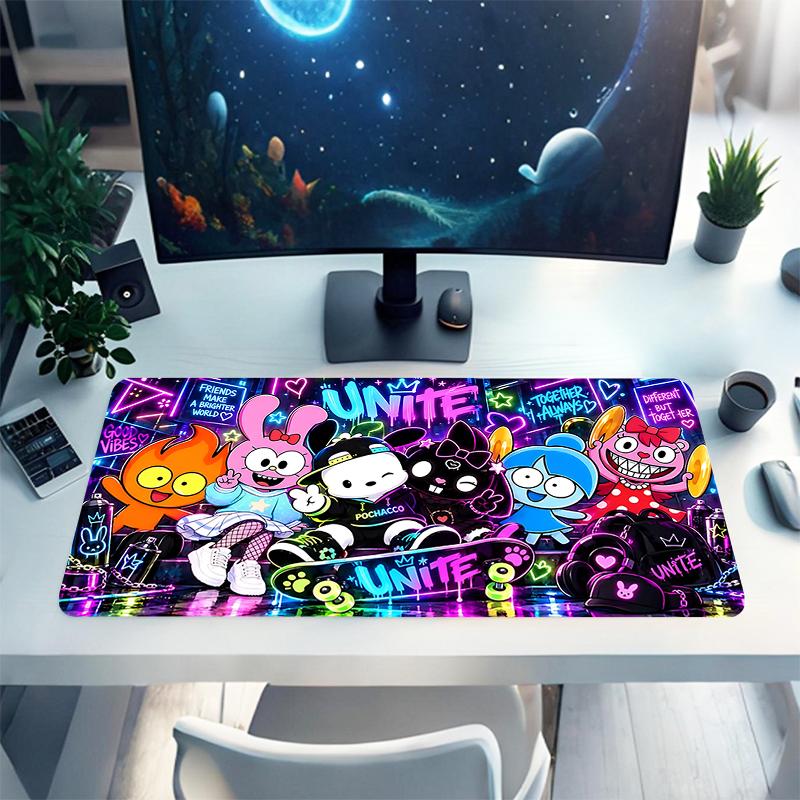 1Pc Neon Friends Adventure Gaming Mouse Pad Keyboard Desk Mat Non-slip Rubber Lock Edge Waterproof Computer Mousepad for Office Home Decor S155