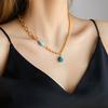 Vintage 18k Gold Plated Brass Irregular Turquoise Clavicle Necklace For Women