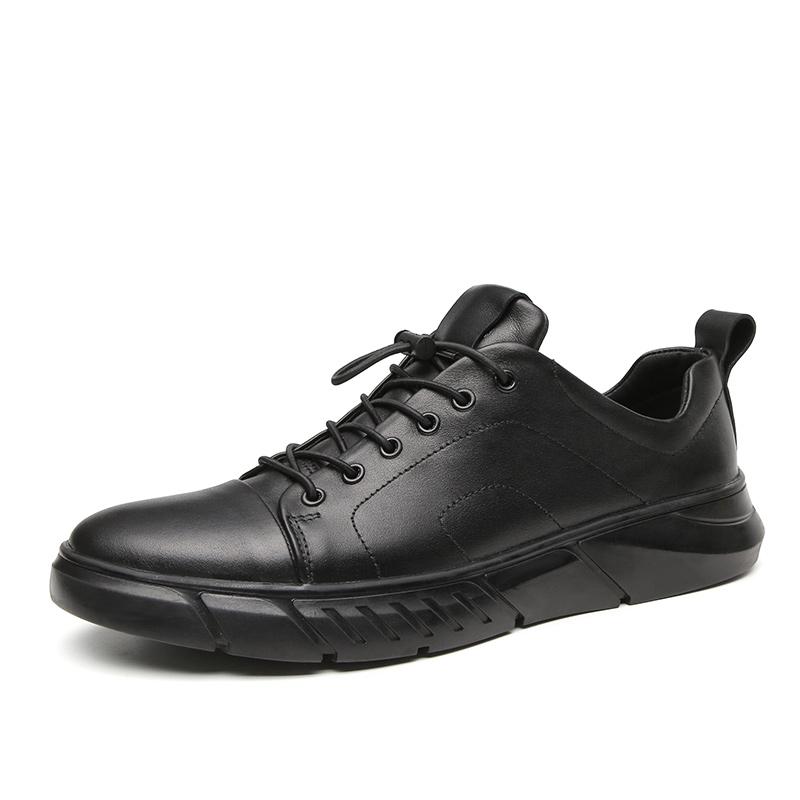 

2024 Мужская повседневная обувь Muller из натуральной кожи, модные туфли на шнуровке с толстой подошвой для ходьбы, студенческие удобные кроссовки из натуральной кожи 48 чёрный