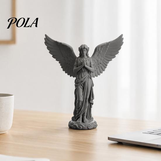 Decorative Angel Sculpture 3D Printed Praying Figurine, Retro Guardian Angle Statue, Elegant Statue Artistic Winged Women Decoration for Home Office,