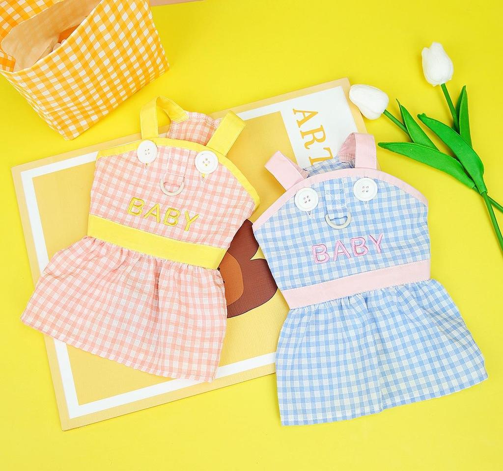 Spring and Summer Dog Skirt Pet Clothes Manufacturers Wholesale Teddy Schnauzer Small Dog Clothes Plaid Skirt Dog Clothes