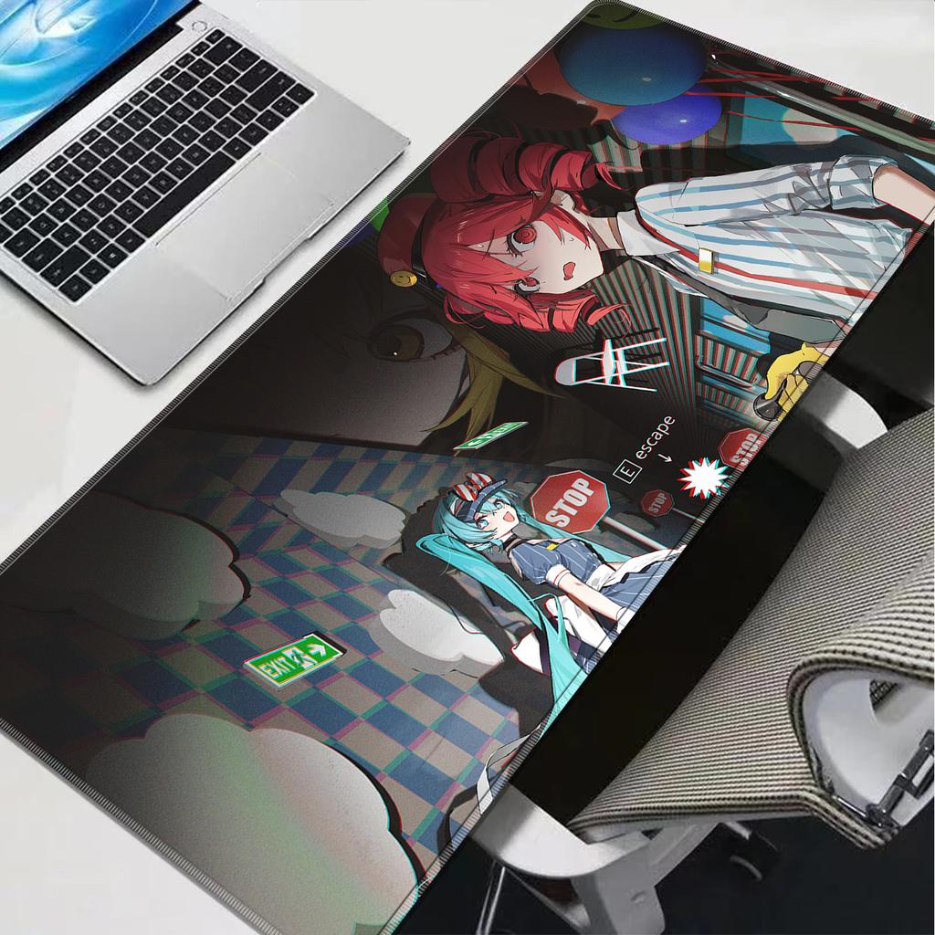 Tappetino per Mouse Hatsune Miku Tappetino da Gioco Anime Grande XL Bordo Cucito Base in Gomma Antiscivolo Mousepad per Computer con Stampa ad Alta Risoluzione