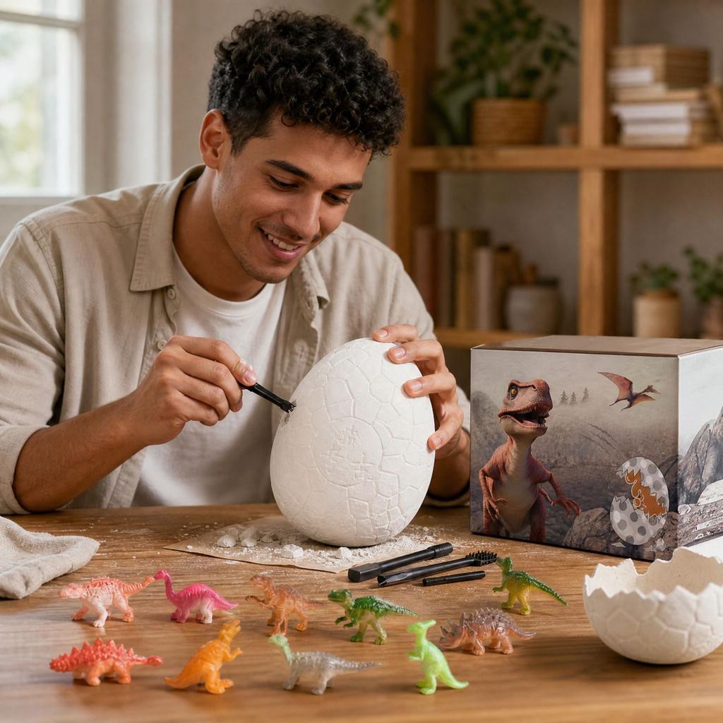 12 Pack Dinosaur Egg Kit with Surprise Skeleton Figures, Archaeology Excavation Toy for Kids, Random Styles