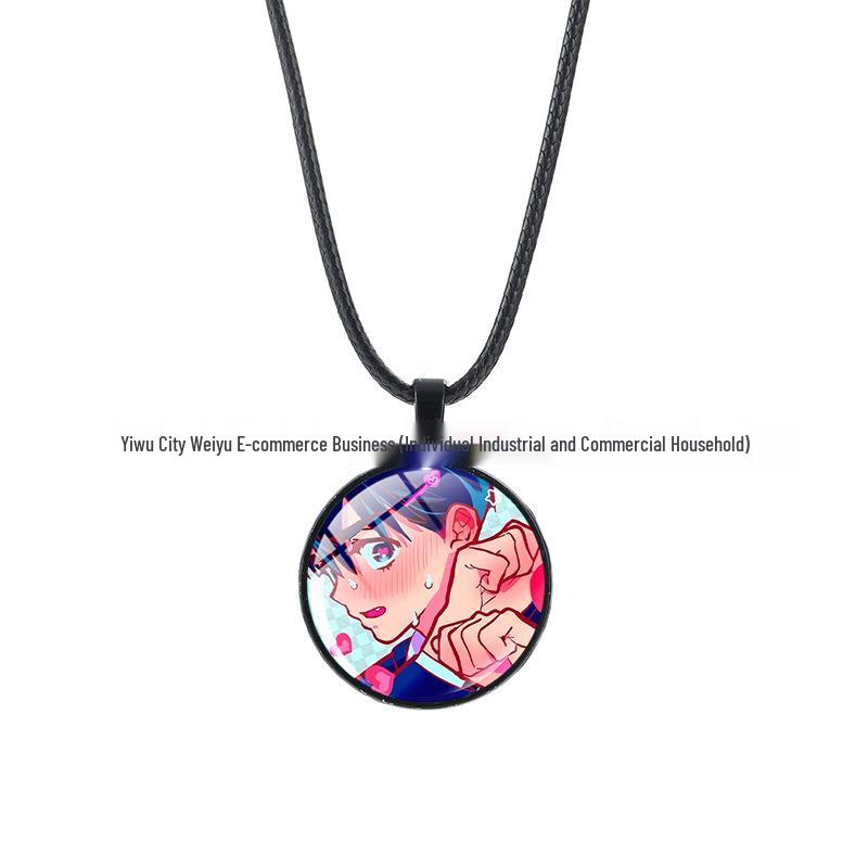 Alien Stage Anime Pendant Necklace with Time Gem on Black Rope Chain