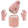 Women's Winter Knitted Hat, Scarf & Gloves Set with Ear Protection - Velvet Lined for Outdoor Warmth
