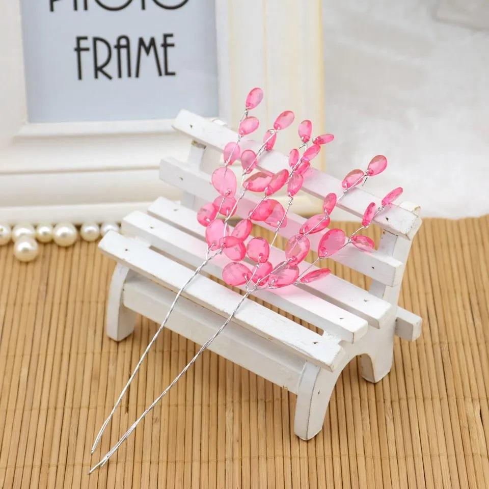 5/10Pcs 15cm Acrylic Bead Drop Stems Flower Bouquet Crystal Bud Branches Flower for Wedding Home Decoration Floral Decor Craft