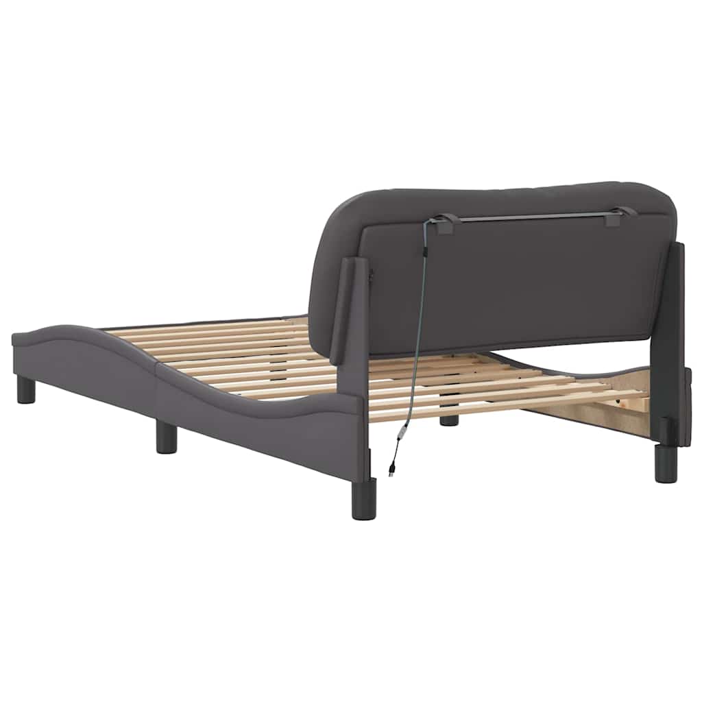 LED Bed Frame without Mattress Hvar Gray 100x200 cm