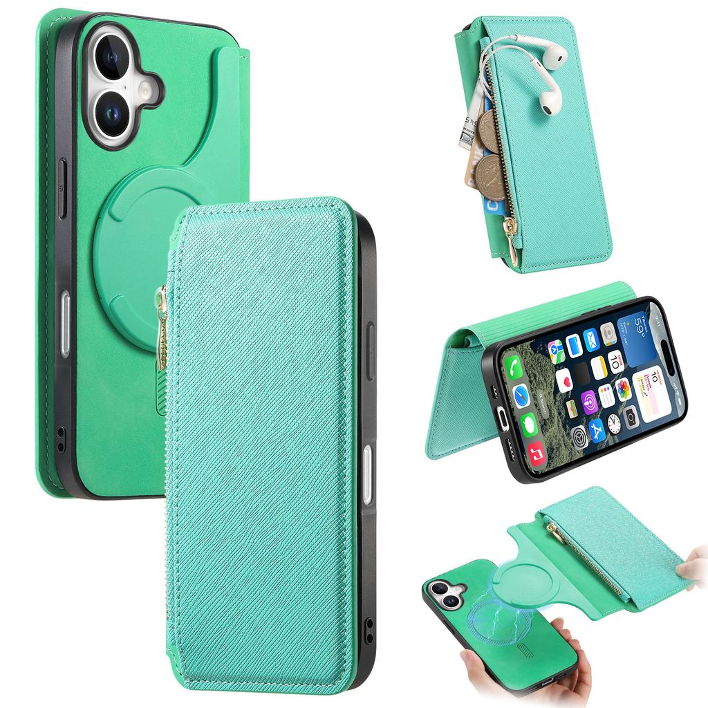For iPhone 16 Case Cross Texture Leather Detachable Magnetic Phone Cover