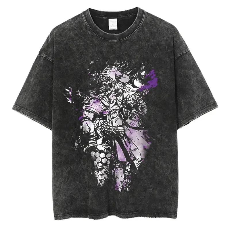 Vintage Washed JoJo Bizarre Adventure Anime Print Arrival Pure  Cotton Clothing Fashion Mens Tshirts