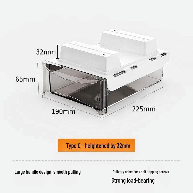 Adjustable Under-Desk Drawer: No Nails, No Drilling, Invisible Storage for Home or Office