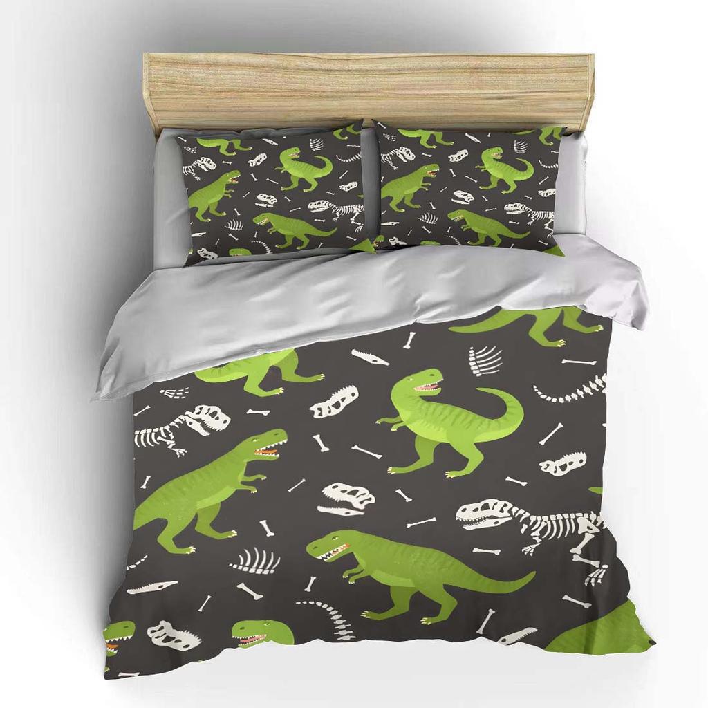 Dinosaur and skeleton pattern background Bedding Set 1 Duvet Cover 2 Pillowcases for Adult and Children Luxury Gift Full Size