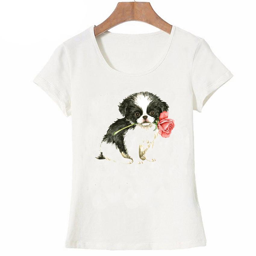 New Valentine Rose maiden TShirt Summer Hipster women tshirt funny Boston Terrier dog design sweet Tops casual ladies Tee
