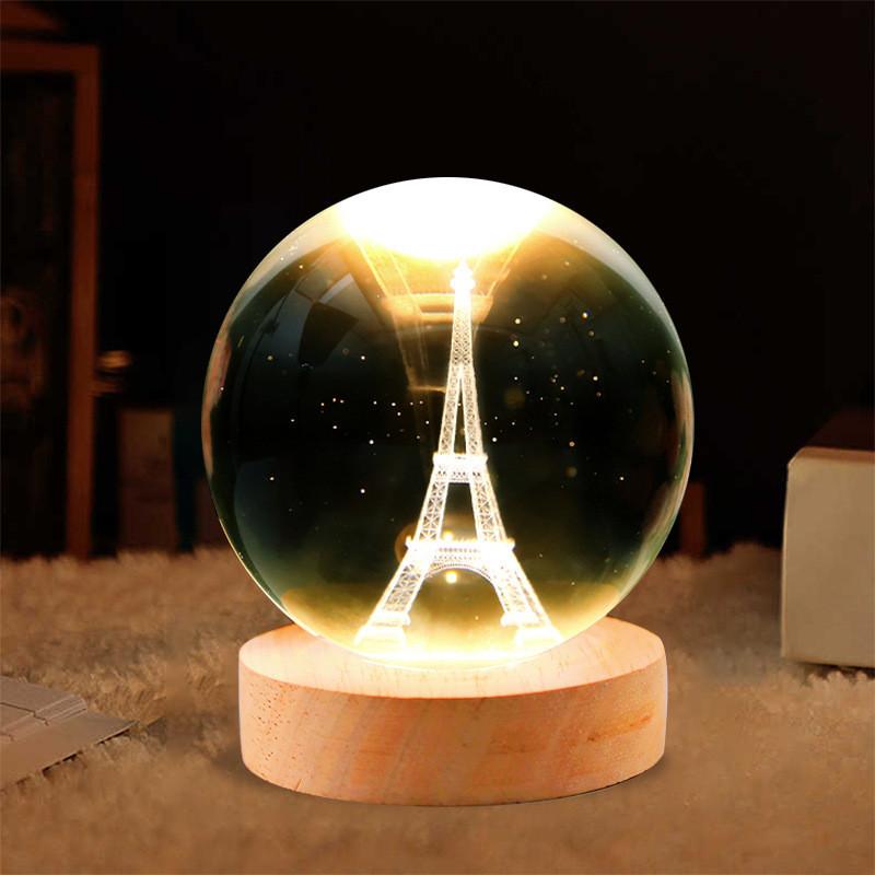 Crystal Ball Night Light With Deer Glass Material Resin Craft Gift Unique Novelty