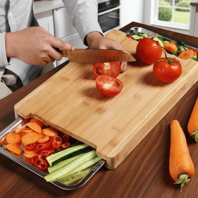Verdickte Holzschneidebrett mit Schubladen Multifunktionales Brotschneidebrett Natürliches Material Umweltfreundliches Käsebrett