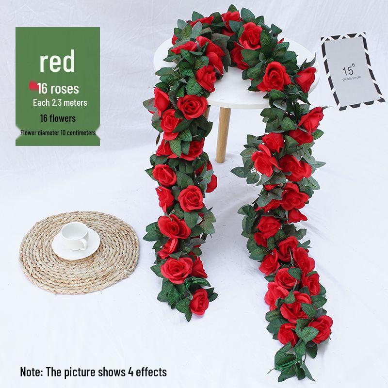 Artificial Rose Vine Garland for Air Conditioning Pipe Decoration