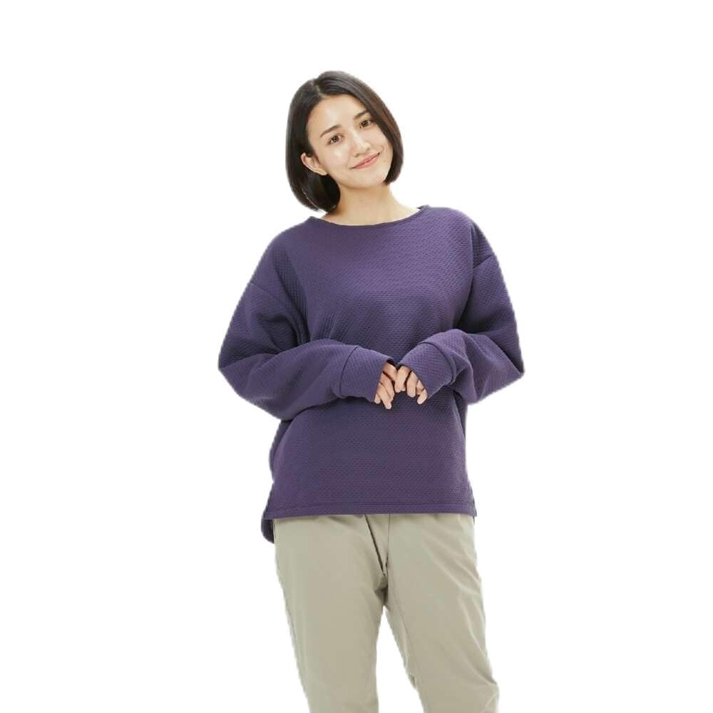 

Mizuno Breath Thermo Ripple Quilted Oversized Midnight Plum Pullover, Heat-Retaining Material, Fit, Women s,