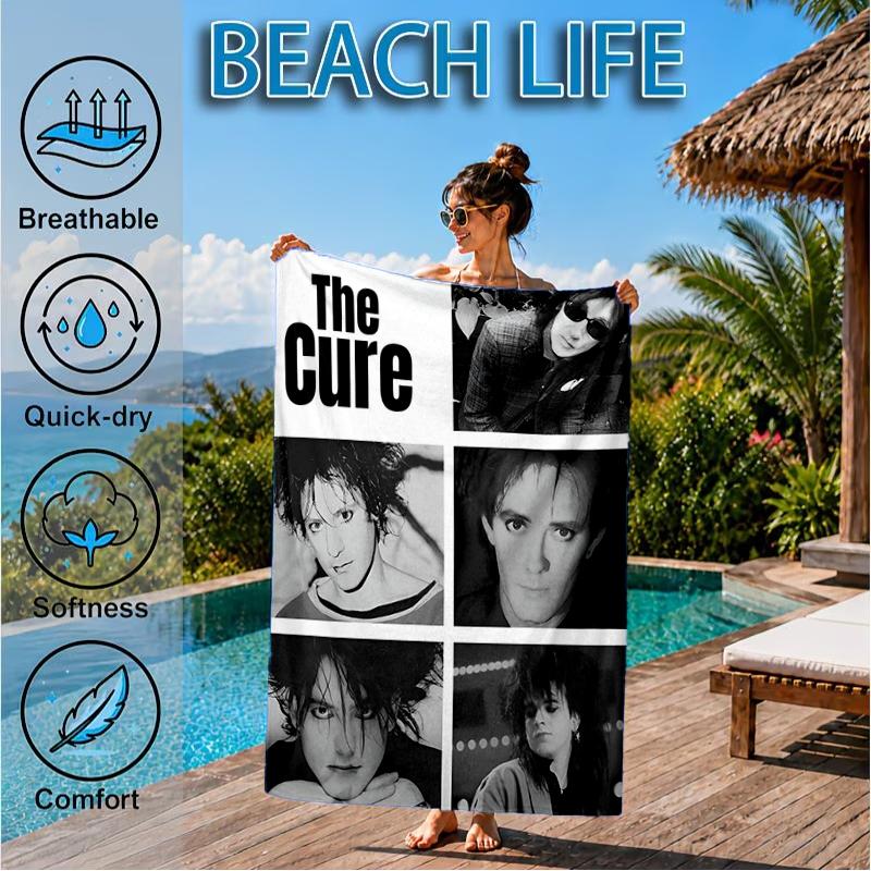 The Cure Band Portraits Beach Towel, Super Soft Microfiber, Perfect Gift for Her/Him, Birthday, for Pool, Beach, Travel, Decor Beach Party