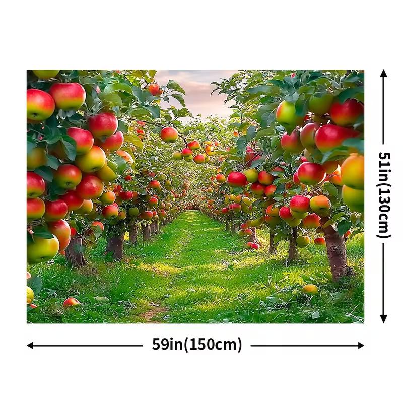 2D Harvest Theme Tapestry, Apple Orchard with Fresh Fruits for Home Decor