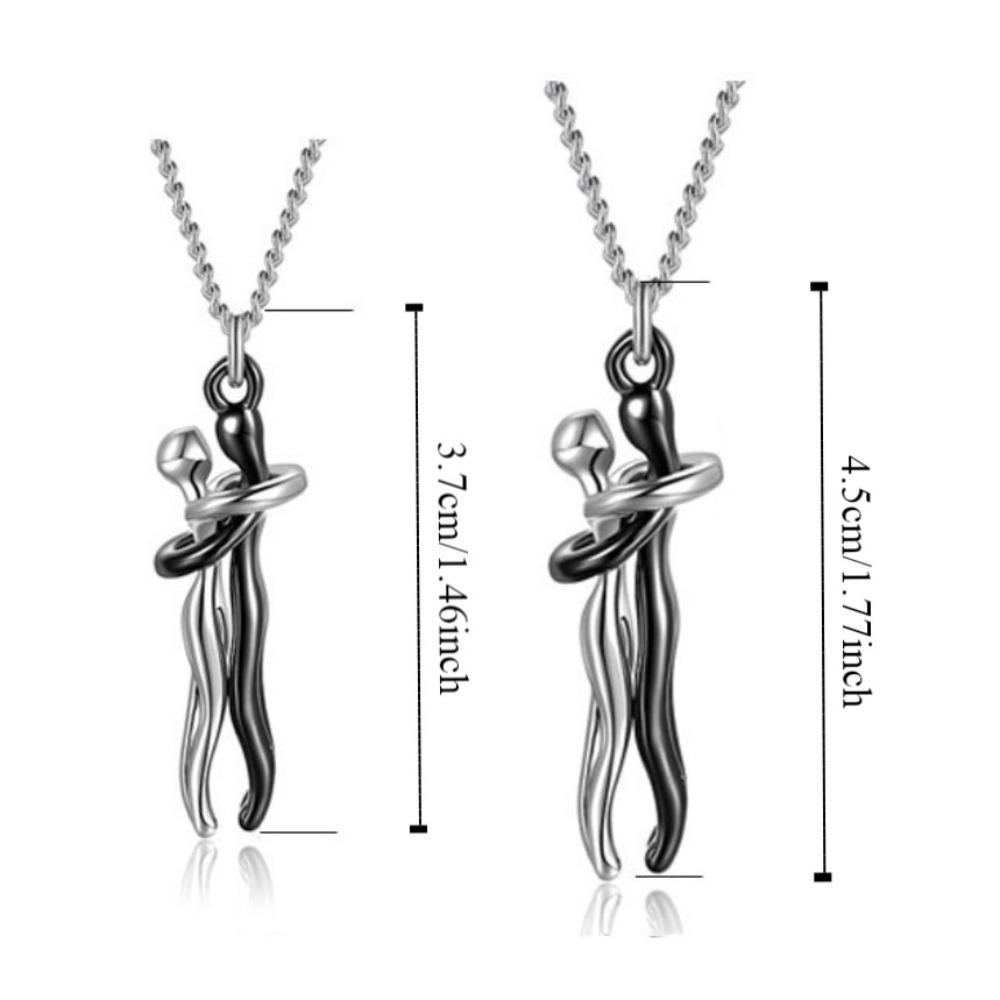 Punk Lovers Hug Necklace Hip Hop Wedding Chain Necklaces Couple Hugging Pendant Valentine's Day