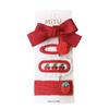 4PCS Red Hair Pins for Girls Fabric Bow Bangs Clips Christmas Baby Hair Accessories Knitted Sweet Korean Hair Clip Kids Gifts