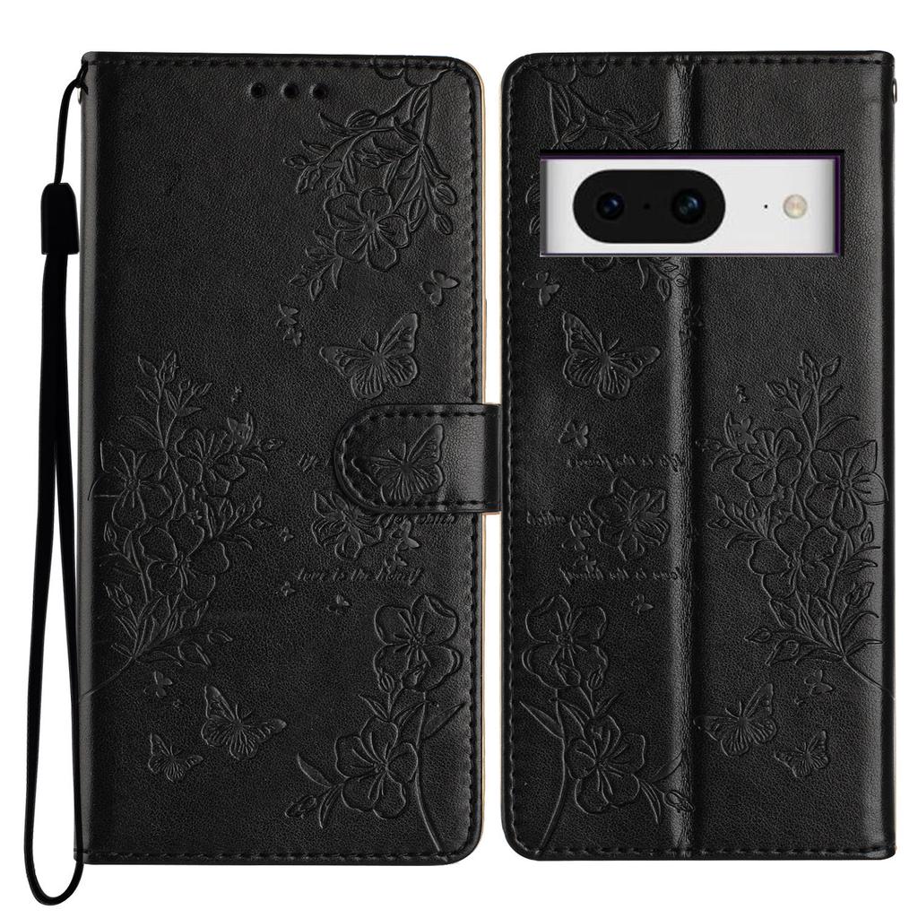 For Google Pixel 8 Protective Case Butterfly Floral Imprint Leather Wallet Phone Cover